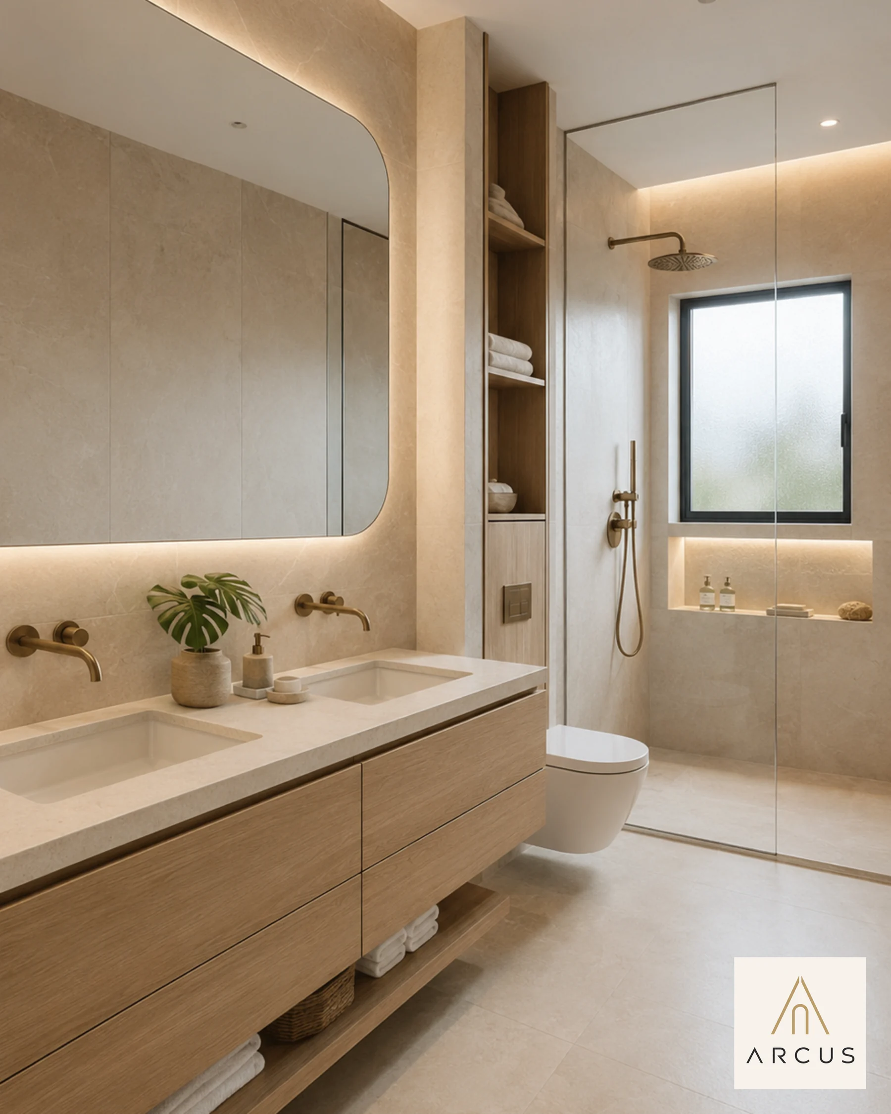 Baño tipo spa de diseño contemporáneo